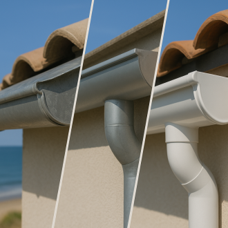 Photo Gouttière ZINC vs ALU vs PVC : laquelle choisir en bord de mer ?